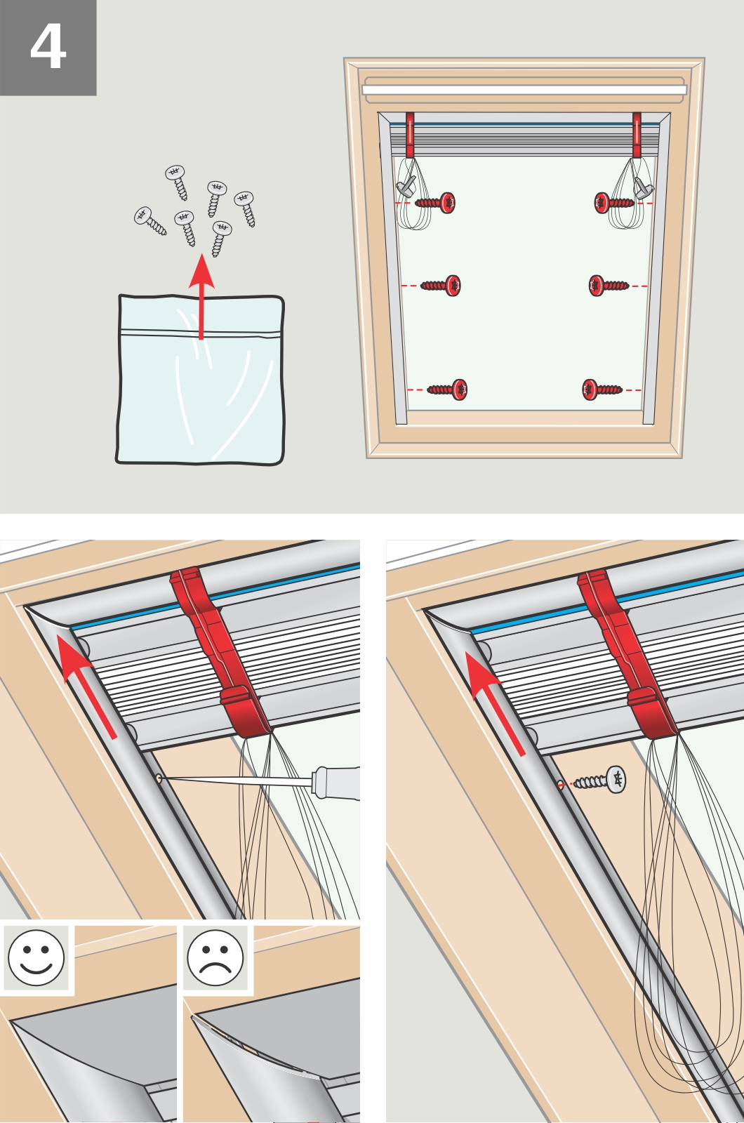 Visser store Velux sur fenêtre de toit